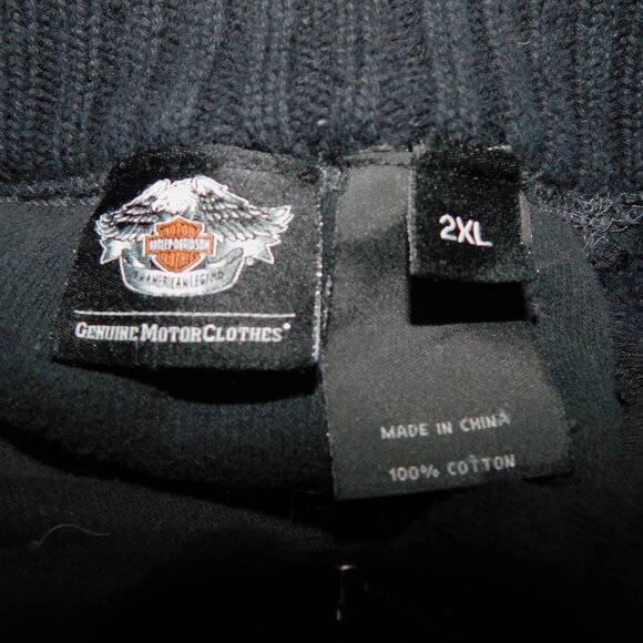 Harley Davidson Mens 2XL Black 1/4 Zip Knit Black Sweater HDMC - Picture 7 of 12
